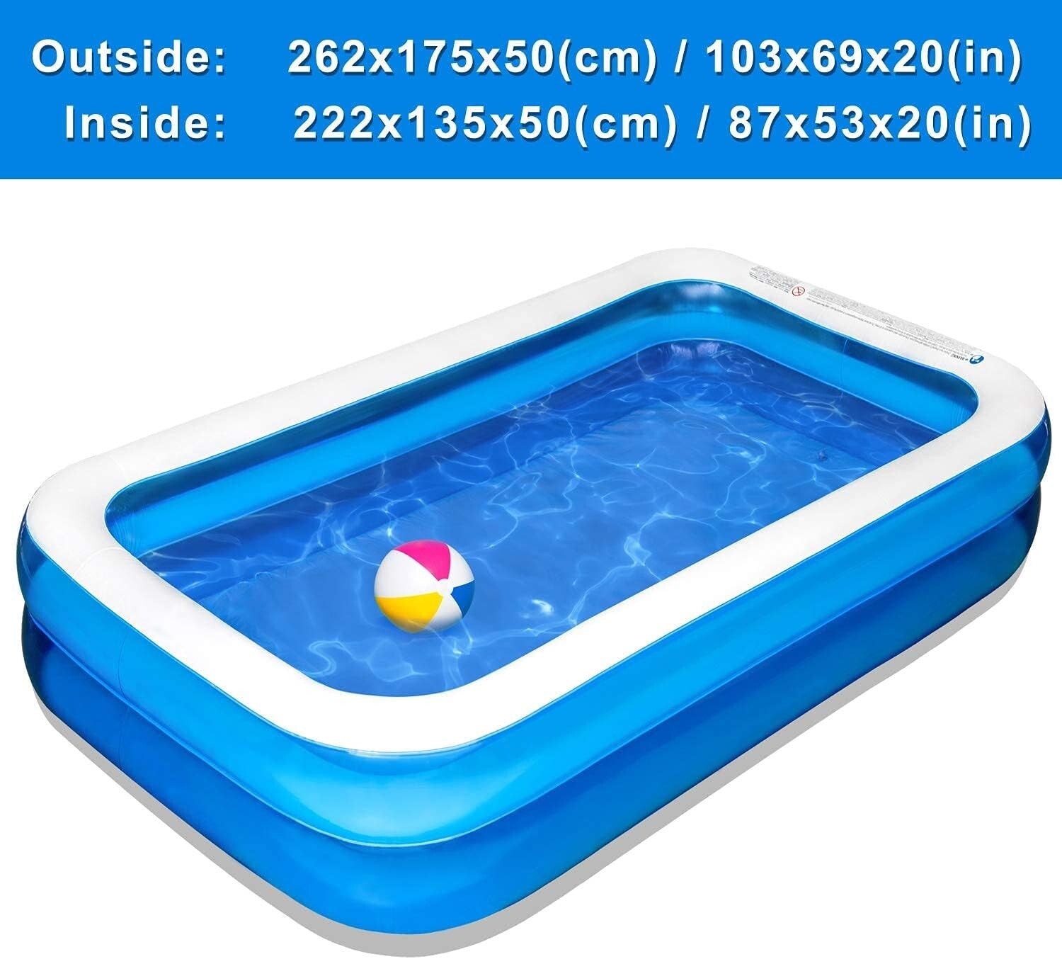 Easy Set Full-Sized Lounge Pool - 103" x 69" for Kids & Adults Outdoor Enjoyment