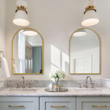Load image into Gallery viewer, 24"x36" High-Definition Arched Mirror in Brushed Gold - Lightweight &amp; Stylish