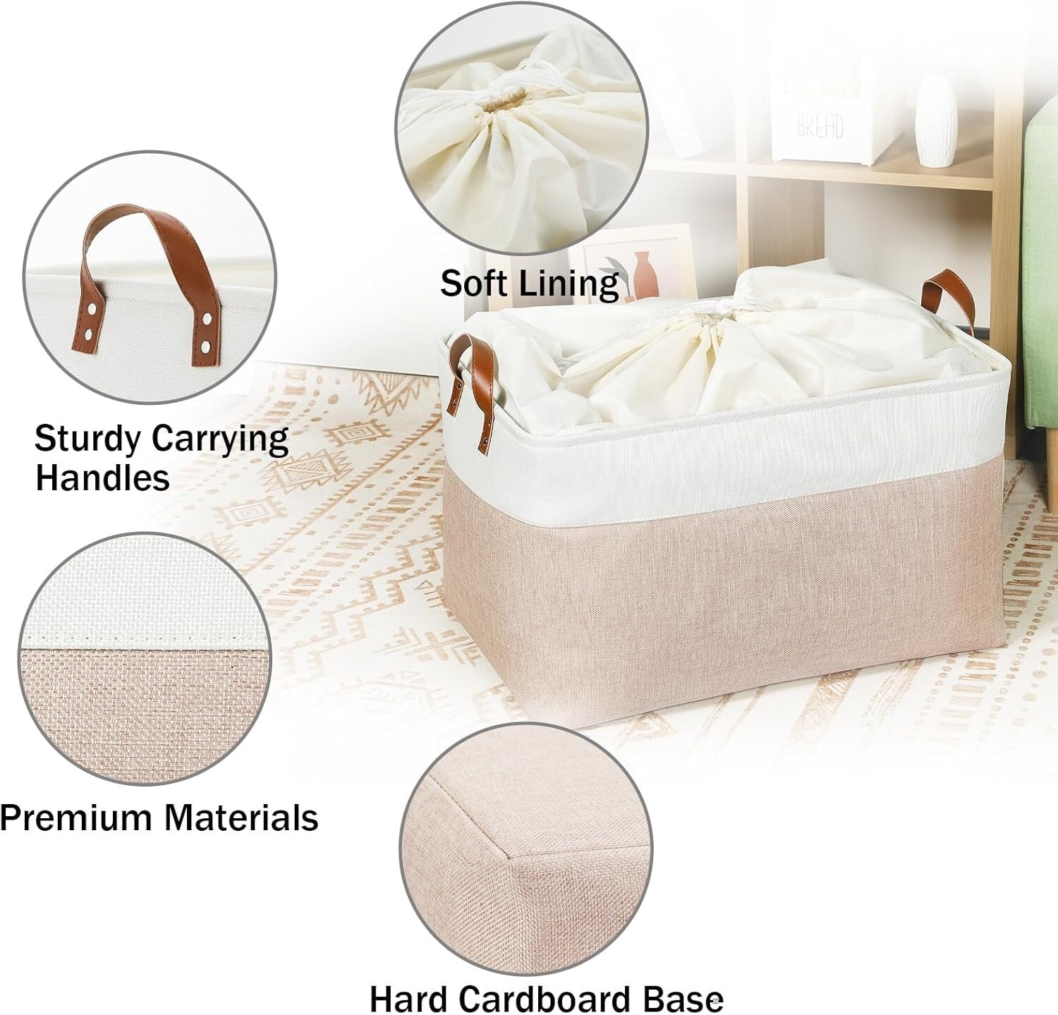 Extra Large Fabric Storage Baskets - 22" x 15" x 13" - Stylish Organization