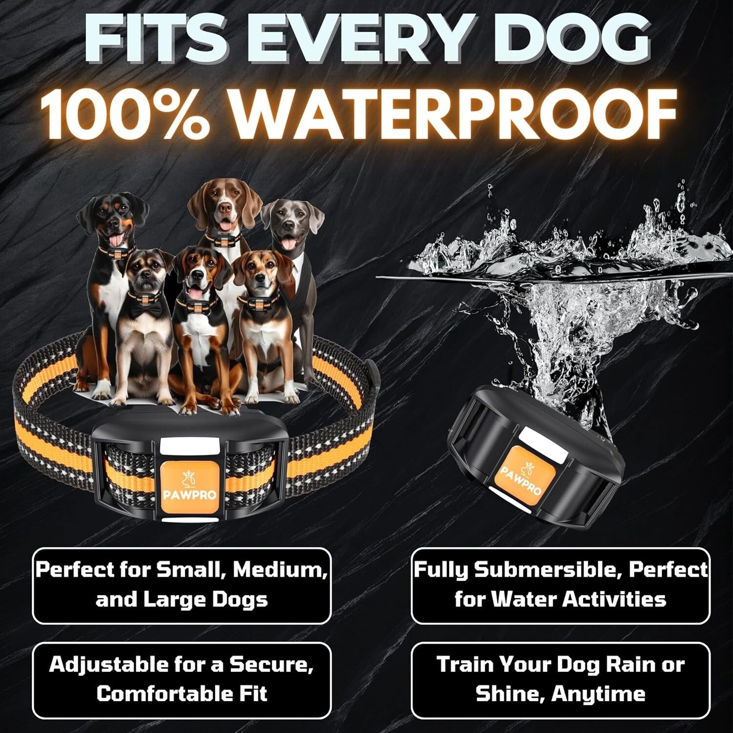 Rechargeable Dog Shock Collar - 4-Mile Range & Beep, Vibration, Shock Modes