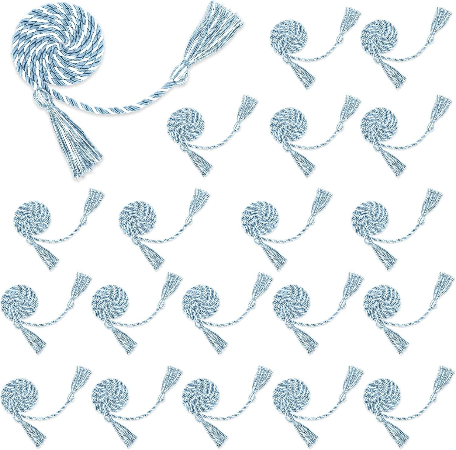 67” Sky Blue & White Graduation Honor Cords (20pcs) - Essential for Graduates