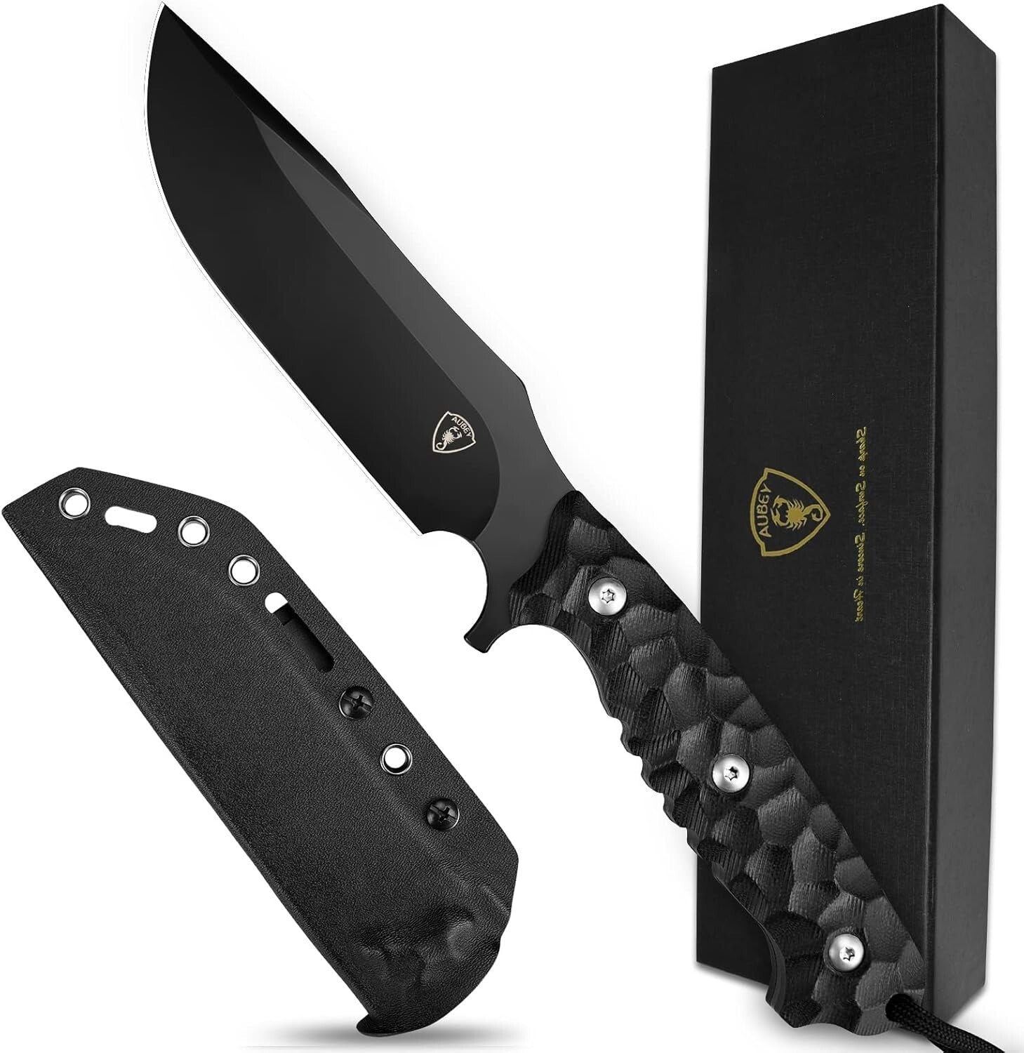 Durable Outdoor Survival Knife - 10.6" D2 Fixed Blade & Non-Slip G10 Handle