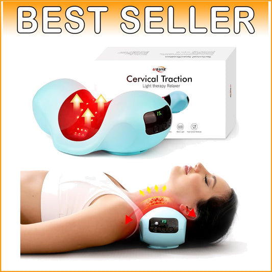 Cervical Traction Device with Red Light Therapy for Effective Neck Pain Relief