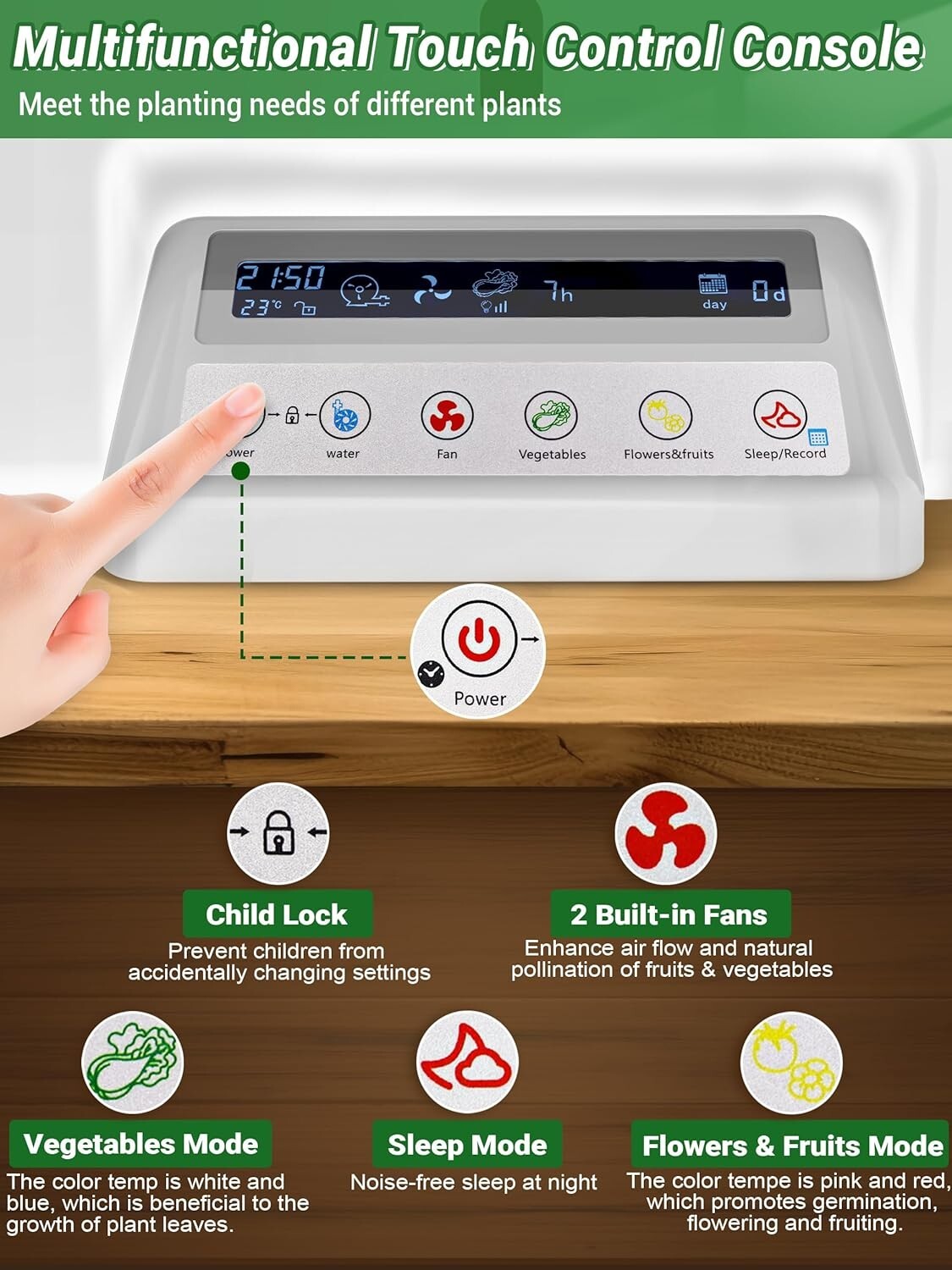Modern Hydroponic Garden Kit with 28W LED Lights, 10L Tank & Child Lock Feature