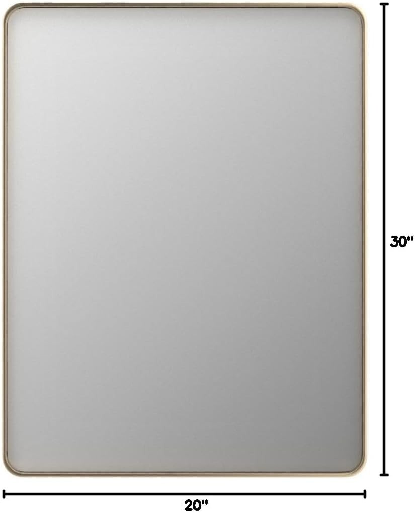 Stylish 20”x30” Gold Frame Wall Mirror - Ideal for Bathroom or Living Spaces