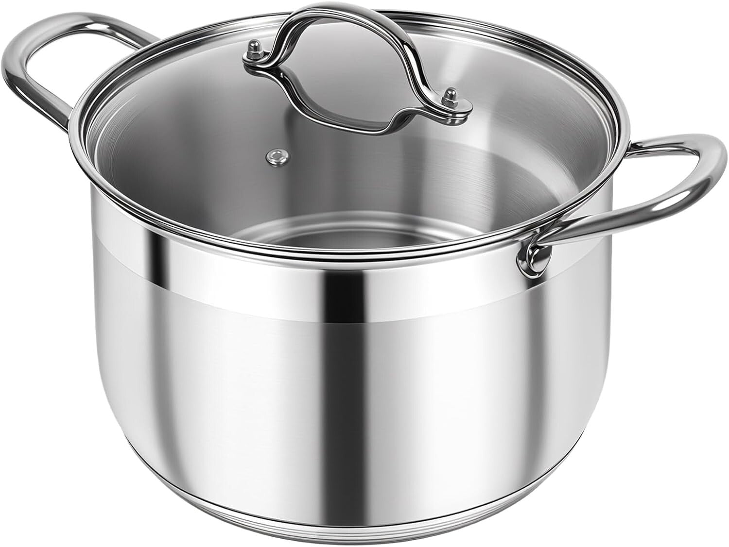 12 Quart Stainless Steel Stock Pot with Glass Lid - Heavy Duty & Nonstick