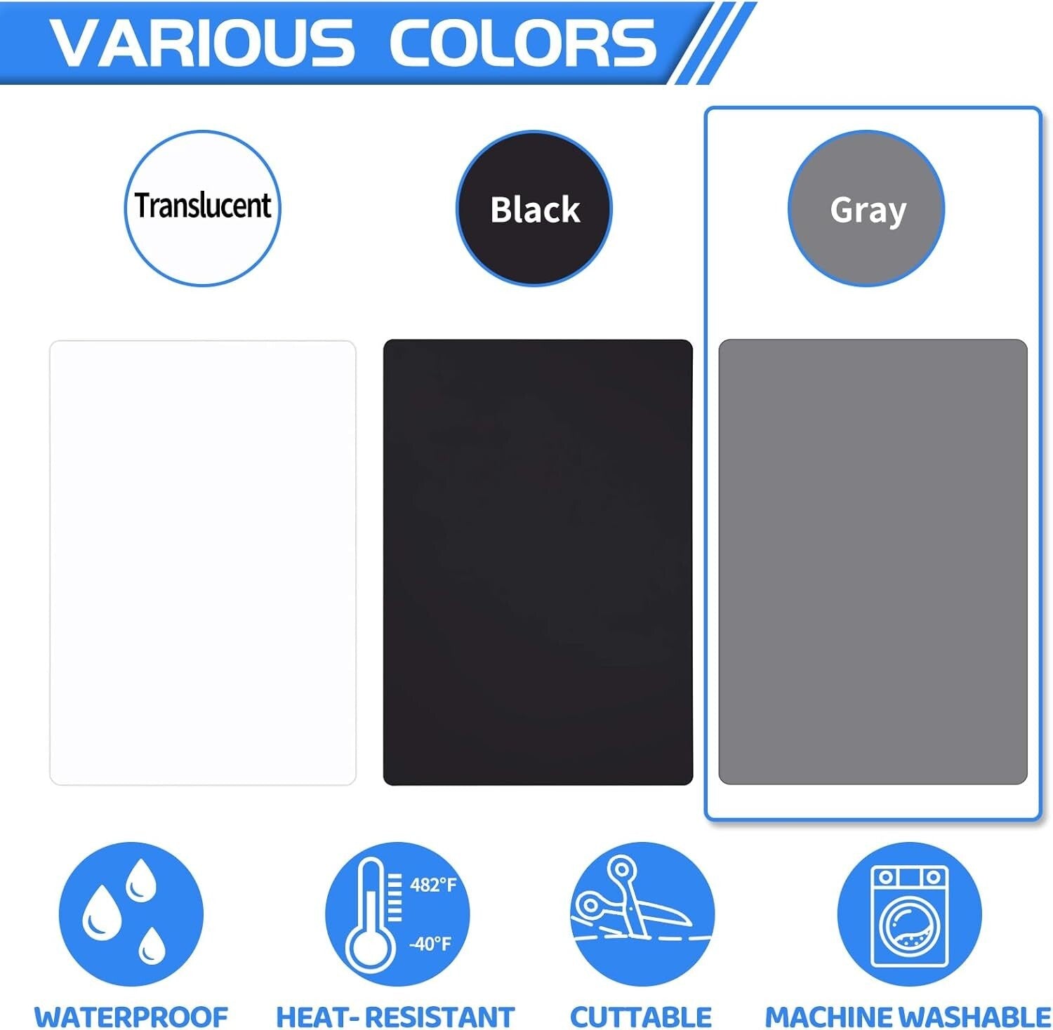 Extra Large 36" Grey Silicone Kitchen Mat - Durable, Dishwasher Safe & Non-Slip