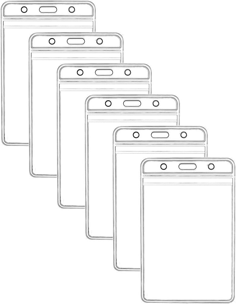 Vertical Clear ID Card Holders - Waterproof with Resealable Zipper - 400 Pcs