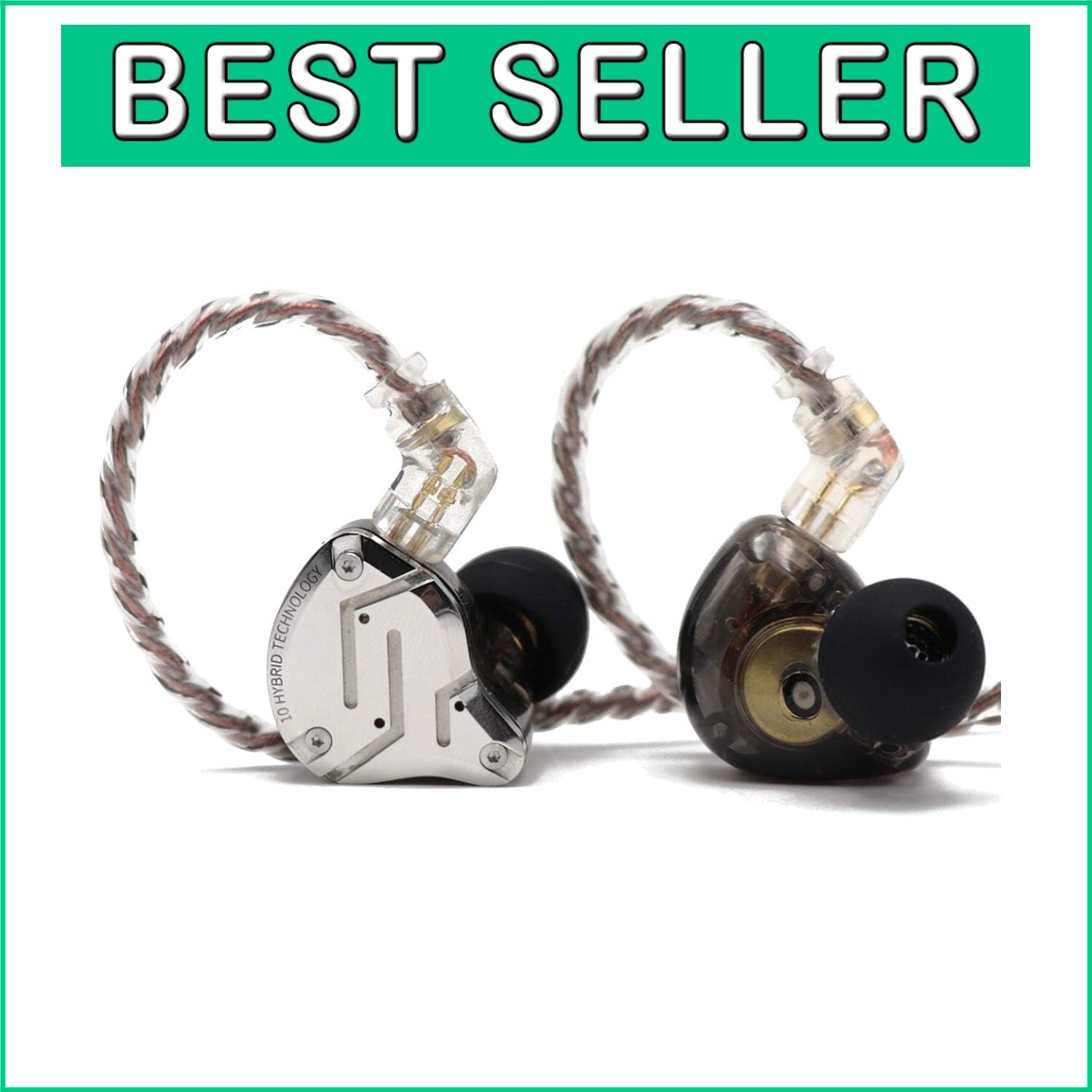 High-Fidelity 4BA+1DD Hybrid Earbuds - Stainless Steel Faceplate, Wired