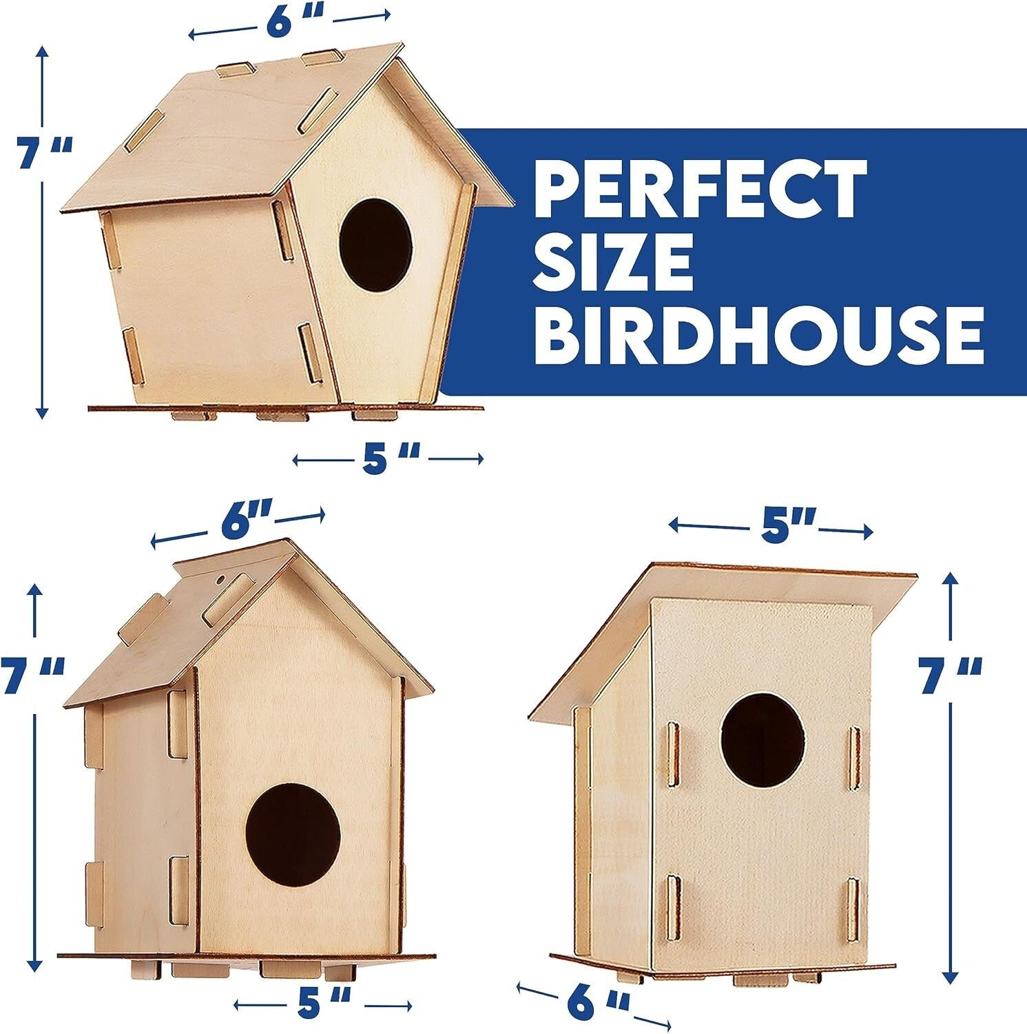 Kids Birdhouse Craft Kit - 15 Unfinished Wood Houses with Paint & Stickers
