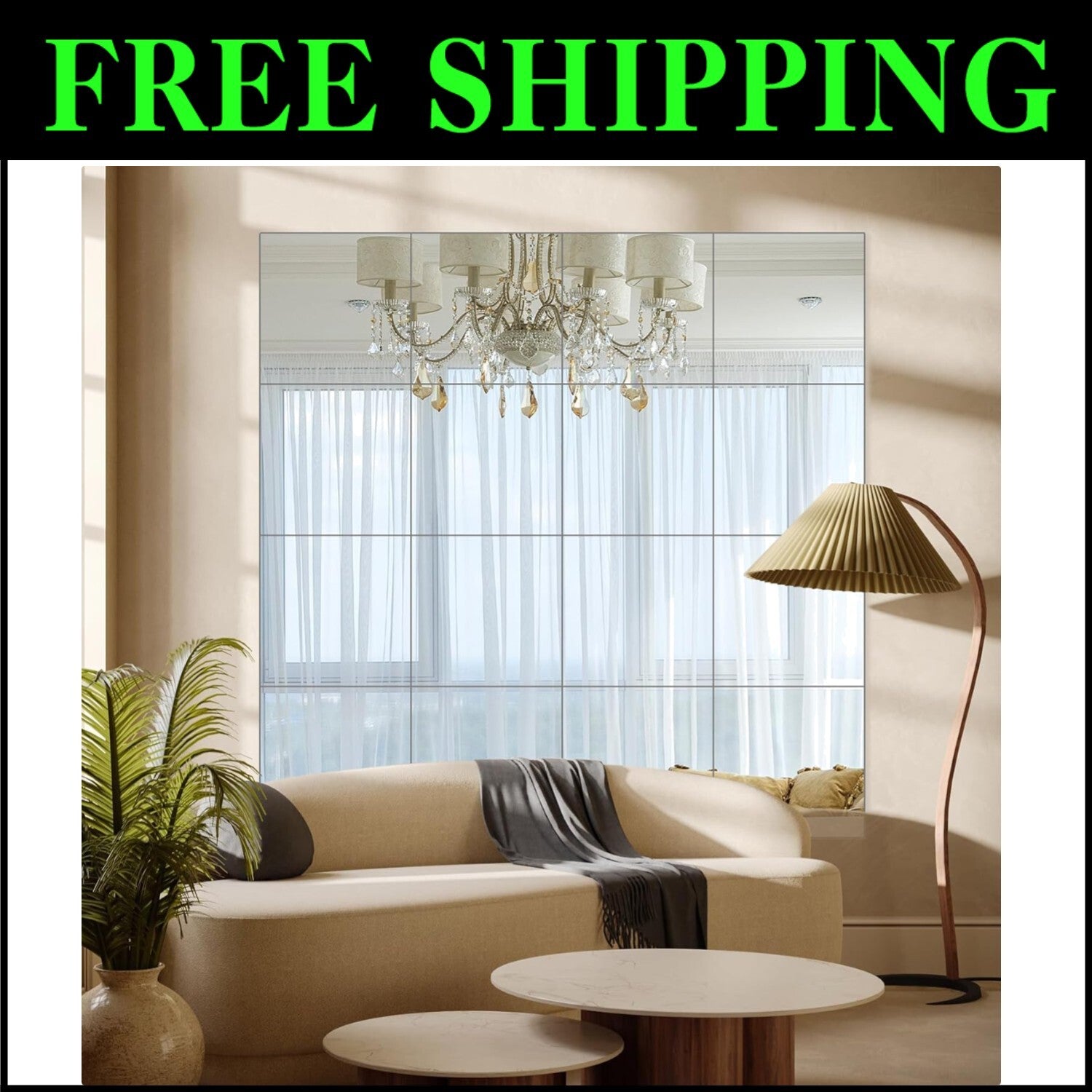 Premium Square Frameless Mirrors – 16 Pack 12"x12" for Gym, Bedroom & More