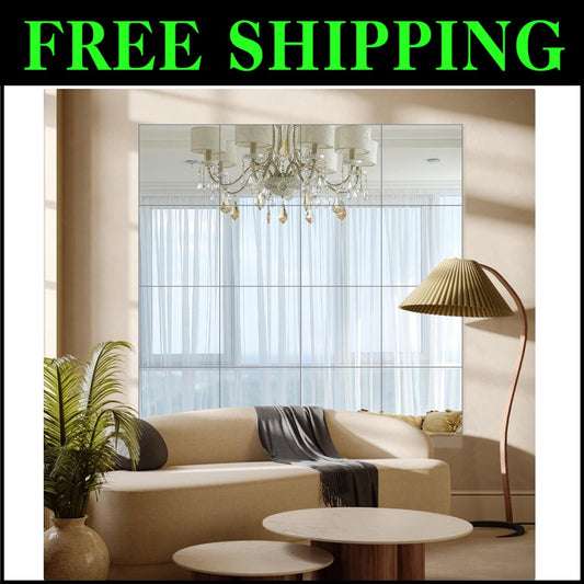 Premium Square Frameless Mirrors – 16 Pack 12"x12" for Gym, Bedroom & More