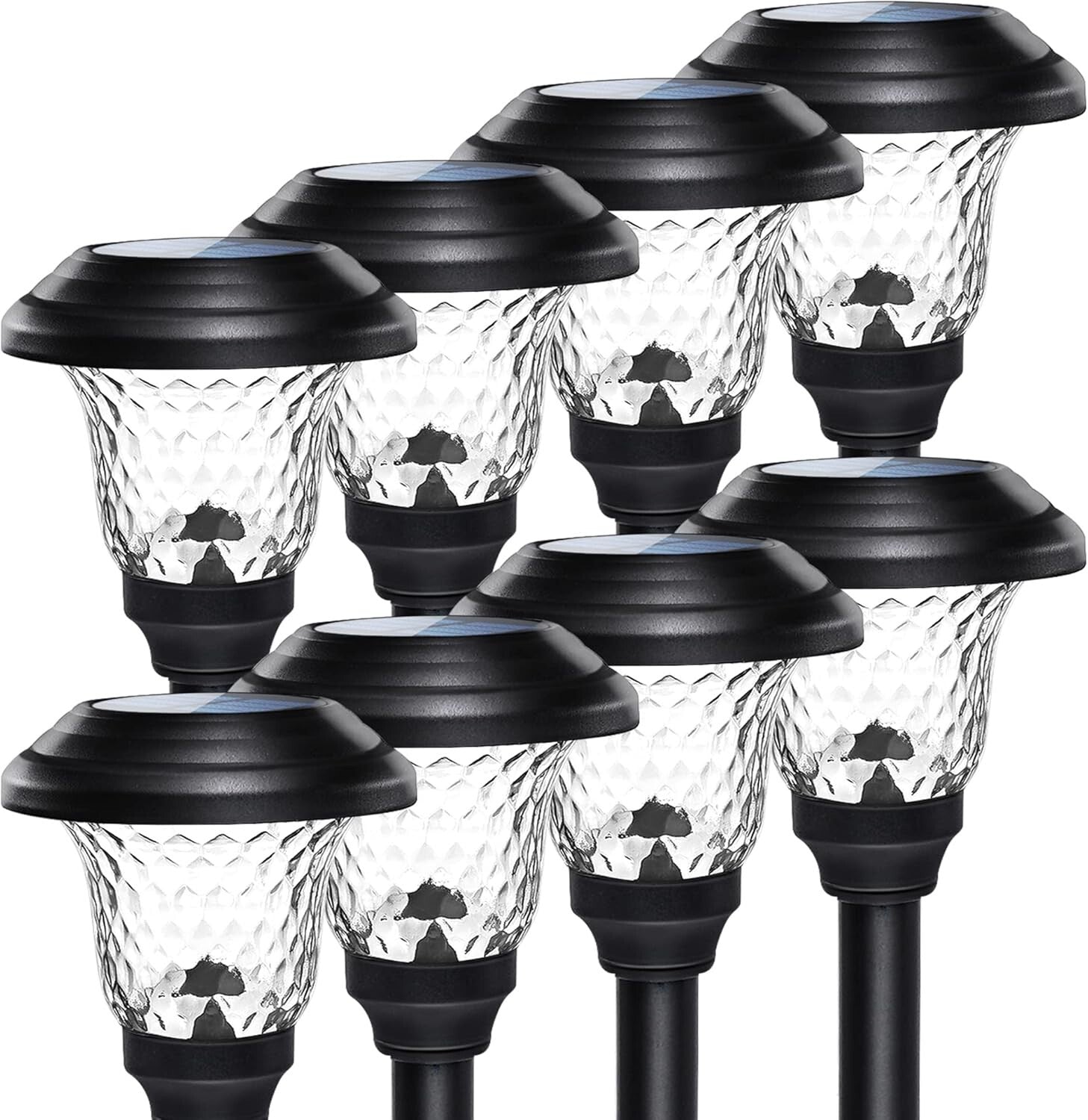 8 Pack Waterproof Solar Pathway Lights - Warm White LED Outdoor Elegance