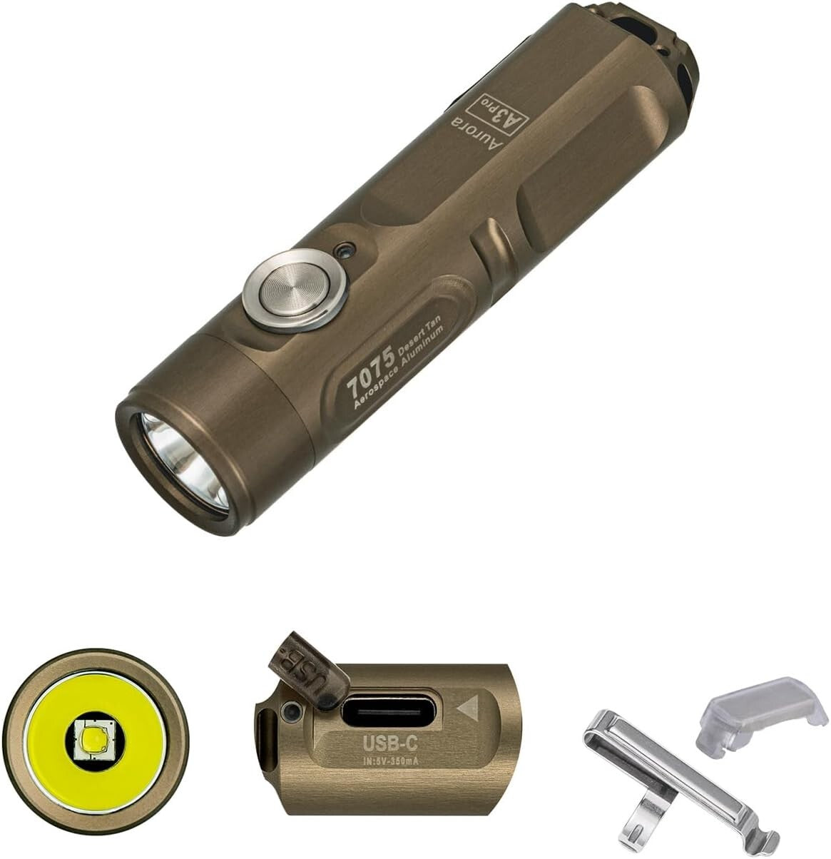 Scratch Resistant Aurora A3 Pro G4 Keychain Flashlight - 650 Lumens Runtime 8H