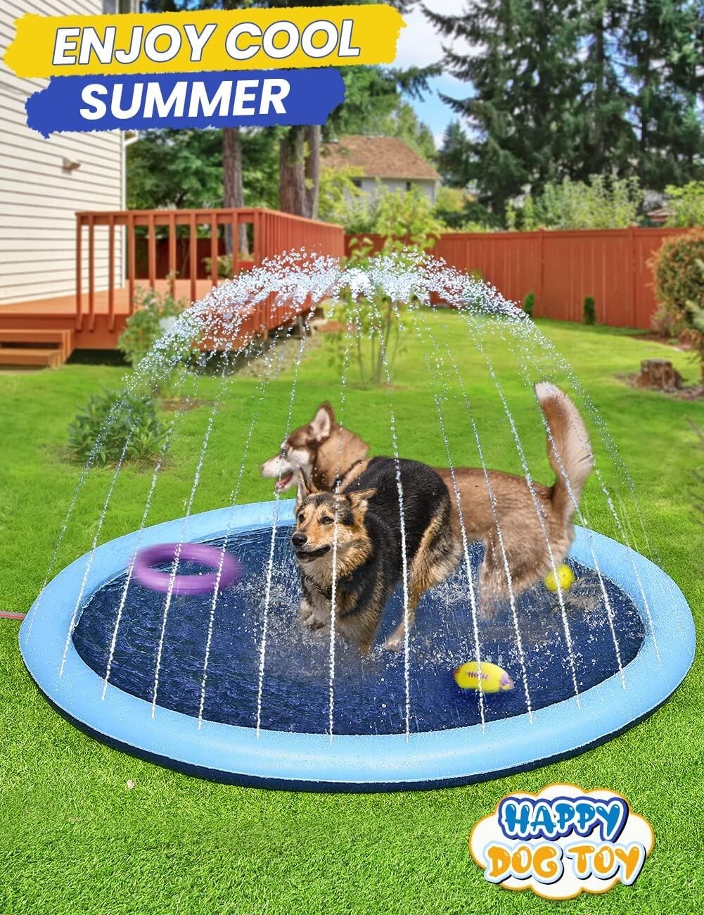 Extra Large 97-Inch Dog Splash Pad - Non-Slip Water Play for Kids & Pets