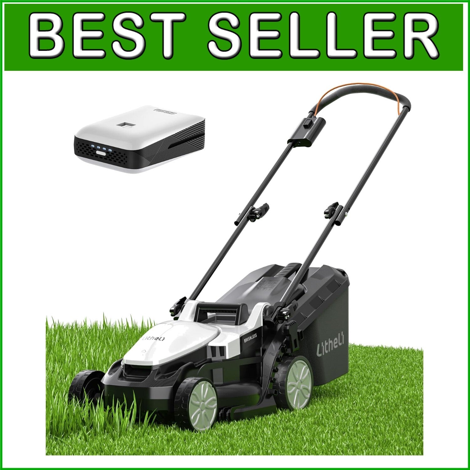 Battery-Powered Lawn Mower: 13" Cutting Width with Brushless Motor & 4Ah Battery