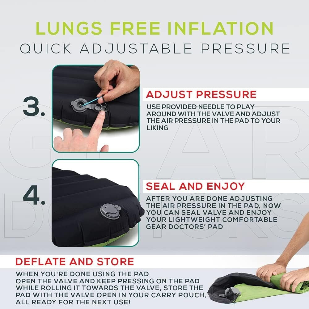 Portable and Foldable Sleeping Pad for Camping - Includes Pump Sack & Repair Kit
