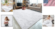 Load image into Gallery viewer, 5x8 Machine Washable Soft Shag Area Rug - Cozy White Carpet for Home Decor