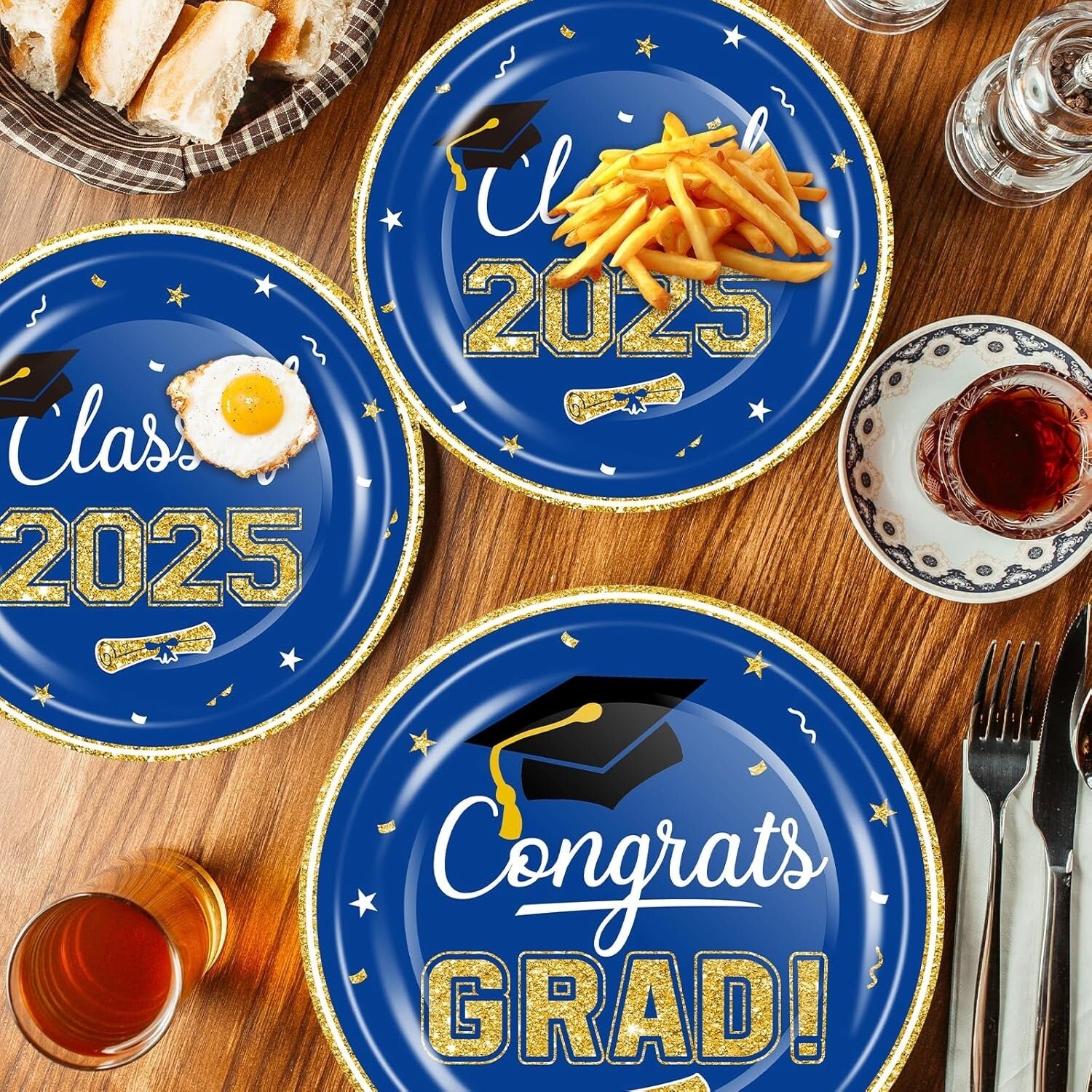 320 Pcs Disposable Graduation Dinner Plates & Napkins - Ideal for Class of 2025