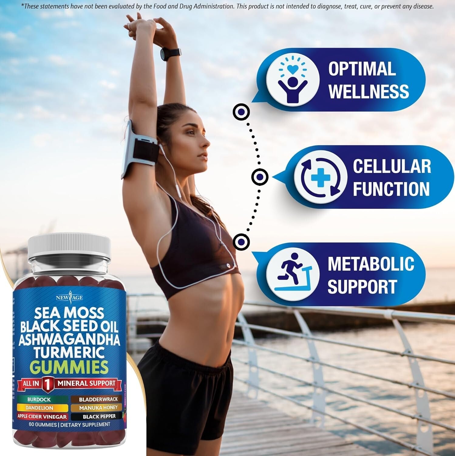 10-in-1 Sea Moss Gummies with Ashwagandha & Black Seed for Overall Vitality