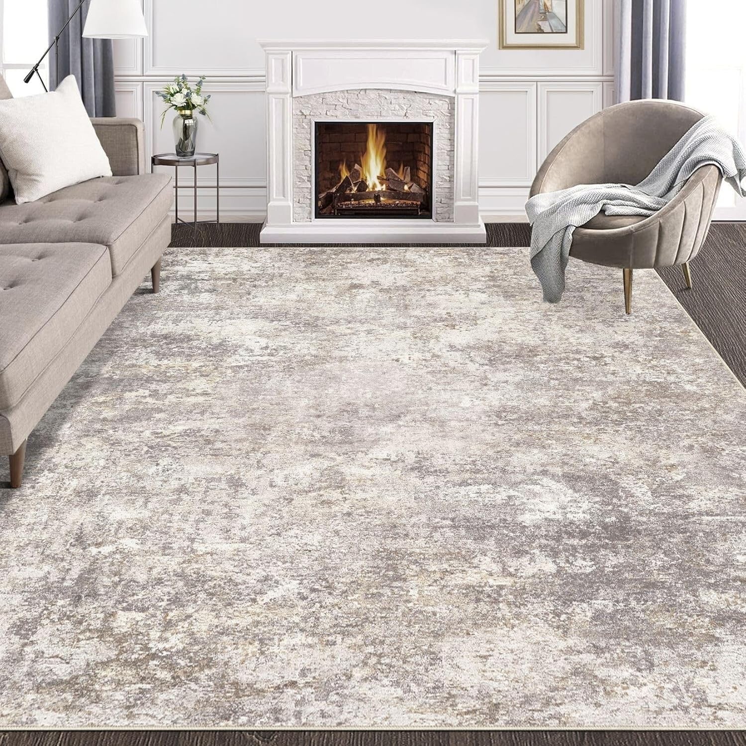 9x12 Washable Area Rug with Non-Slip Backing - Ideal for Living Room & Dining