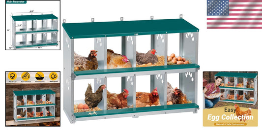 Spacious 8 Compartment Chicken Nesting Box - Ideal for Comfortable Egg Laying