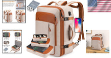 Load image into Gallery viewer, Expandable 40L Travel Backpack for Men &amp; Women - Water Resistant &amp; Stylish Beige