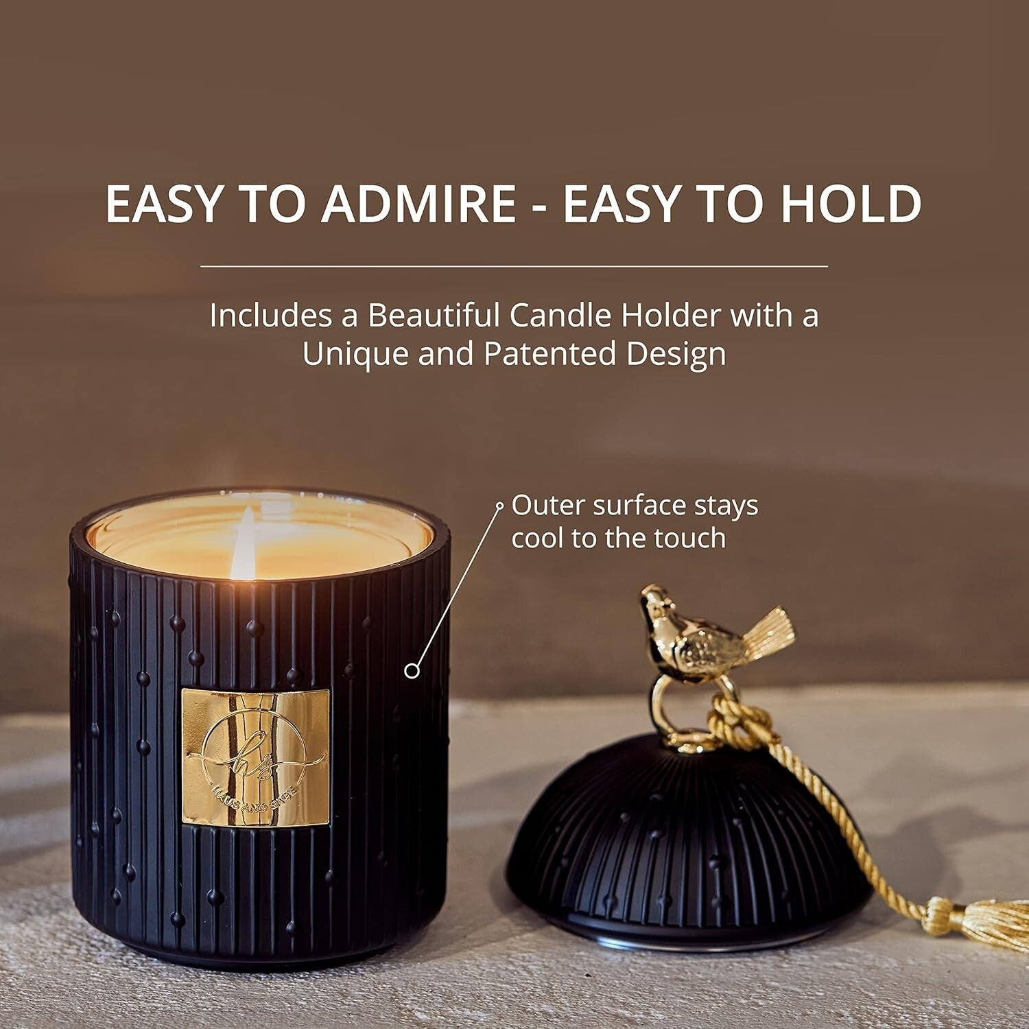 Sustainable Luxury Candle Set with Unique Black Holder - 110+ Hours of Fragrance