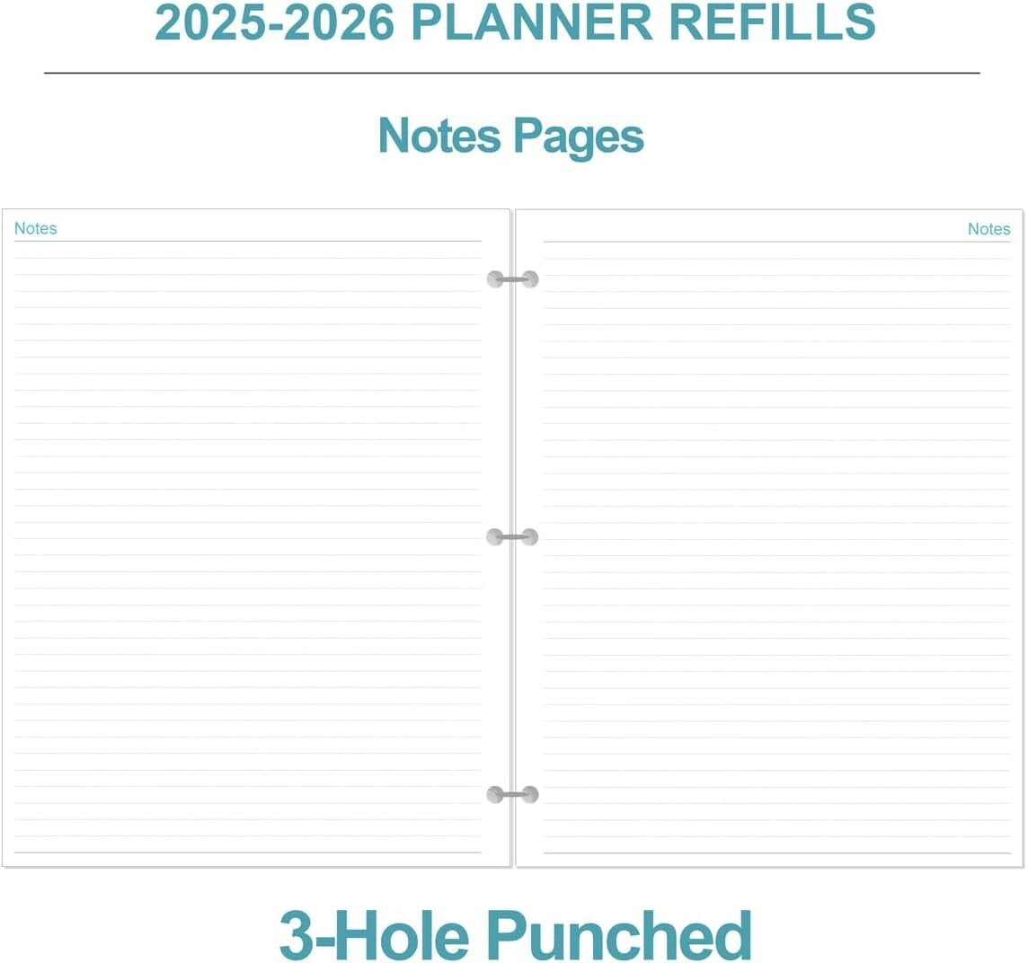 Premium 2025-2026 Daily Planner Refill - 3-Hole Punched with Productive Layouts