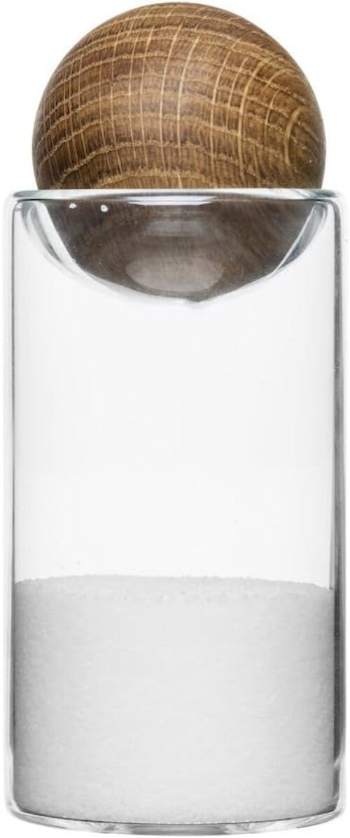 Decorative 4.5-Inch Glass Salt & Pepper Set with Oak Stoppers - Perfect Gift