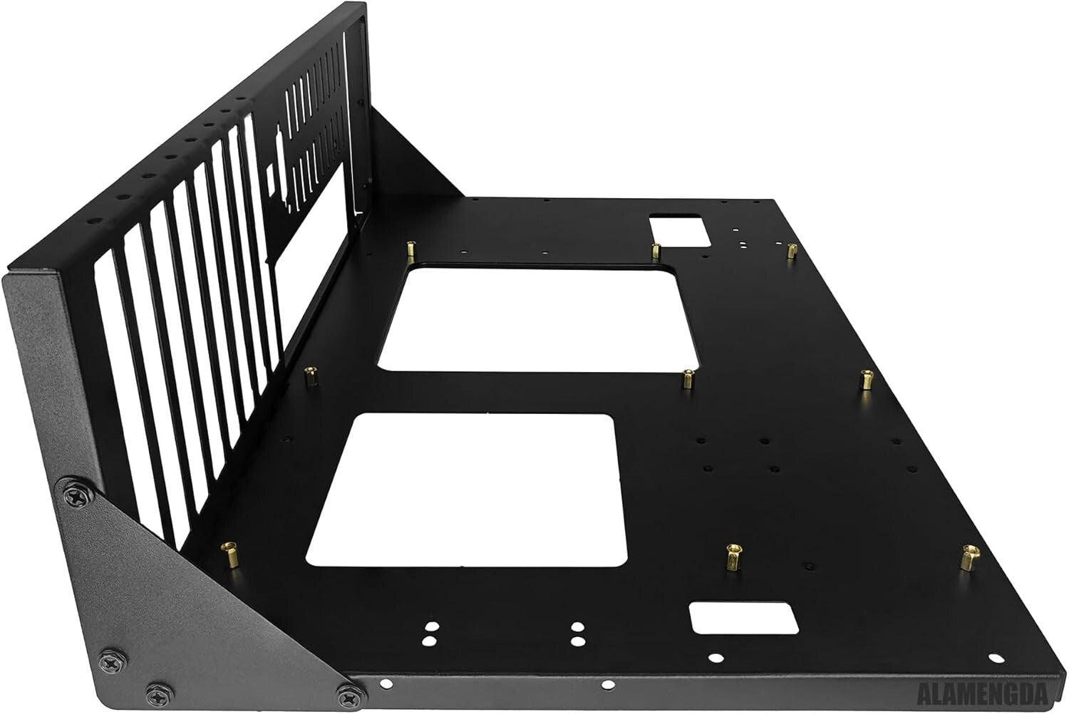 Black Metal Open Chassis PC Case with 7 Expansion Slots and USB Connectivity