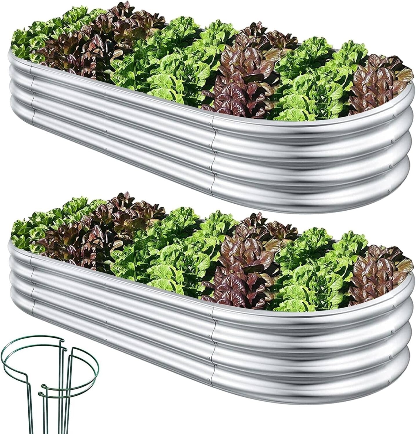 Durable 2-Pc Raised Garden Bed Set with Metal Stakes - Perfect for Herbs
