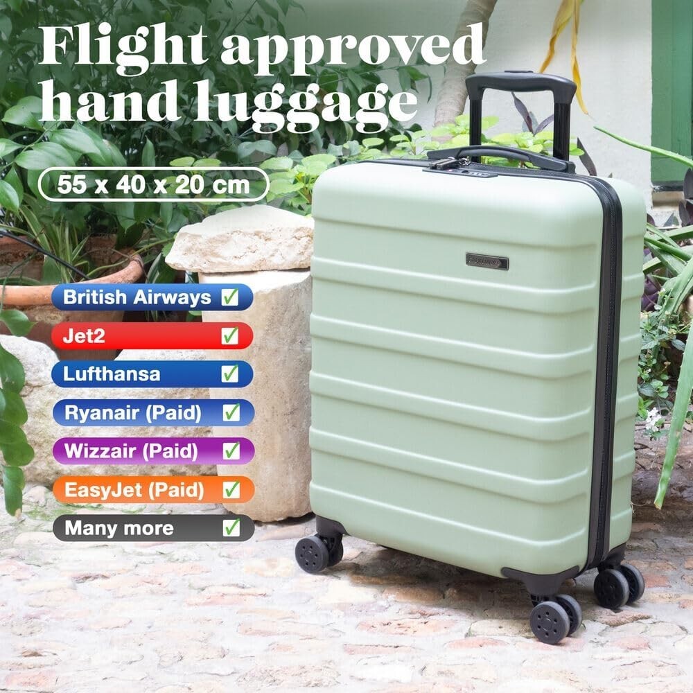 Anode Lightweight Hard Shell 44L Carry-On Luggage 55x40x20cm - Secure & Stylish