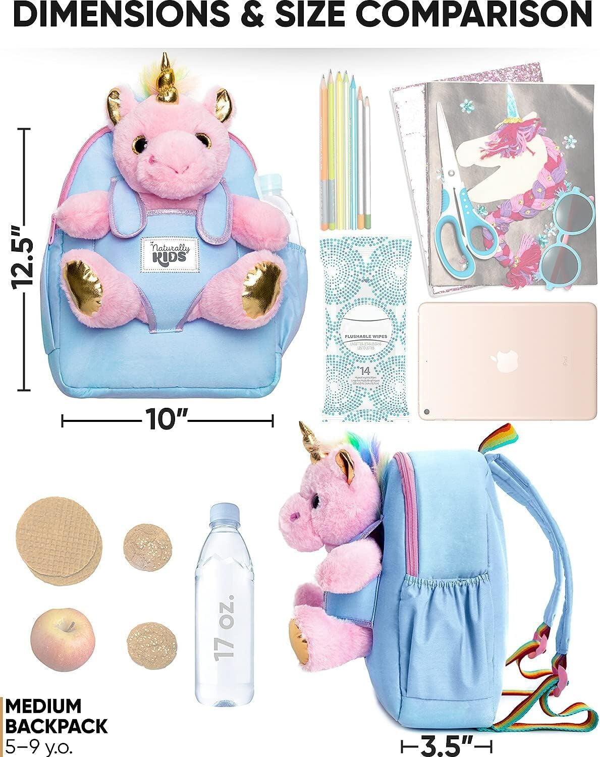 Adorable Unicorn Backpack for Girls 4-6 with Removable Toy – Perfect Gift!