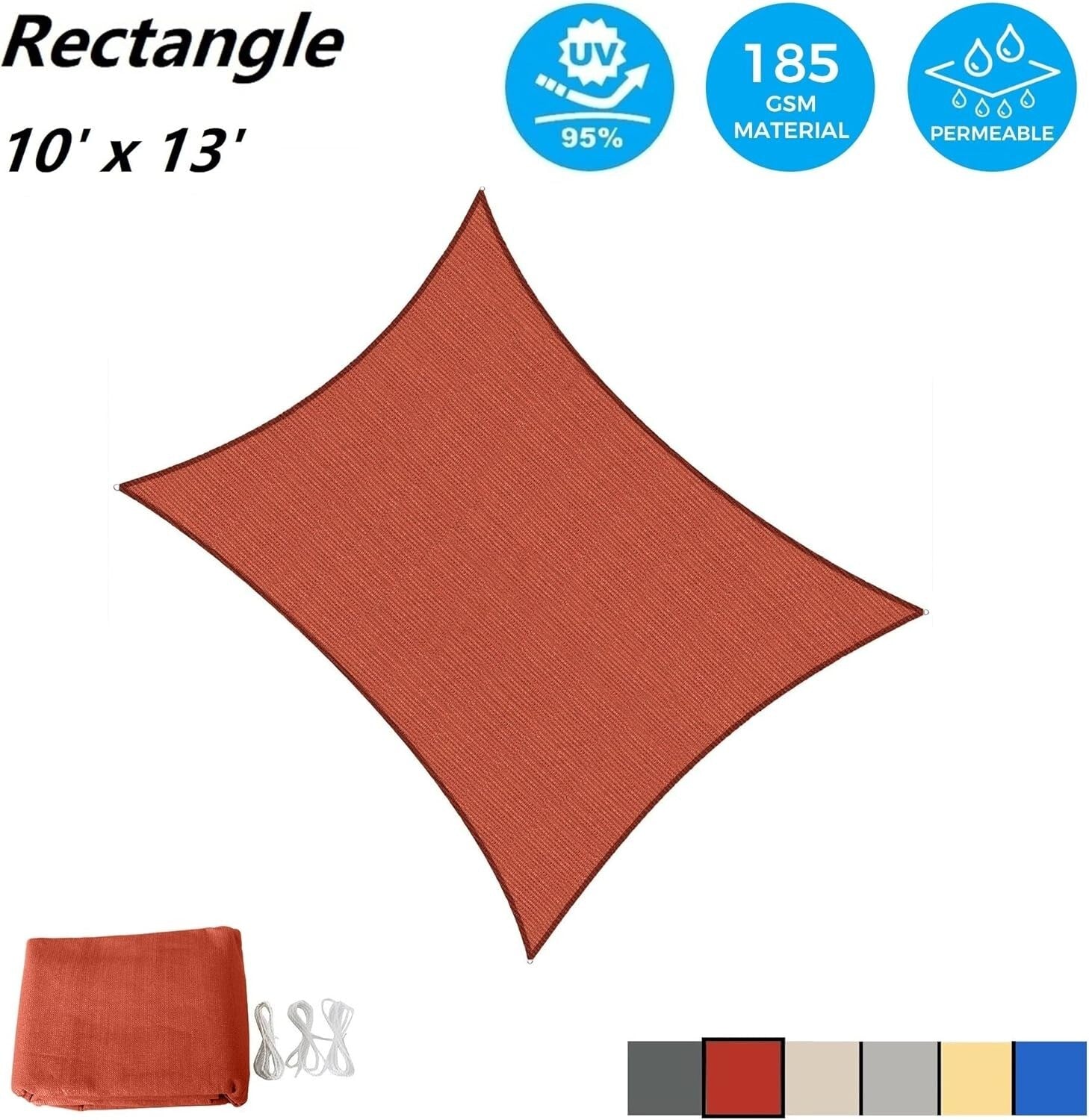 Lightweight 10x13 UV-Protection Shade Sail for Backyard and Patio Comfort
