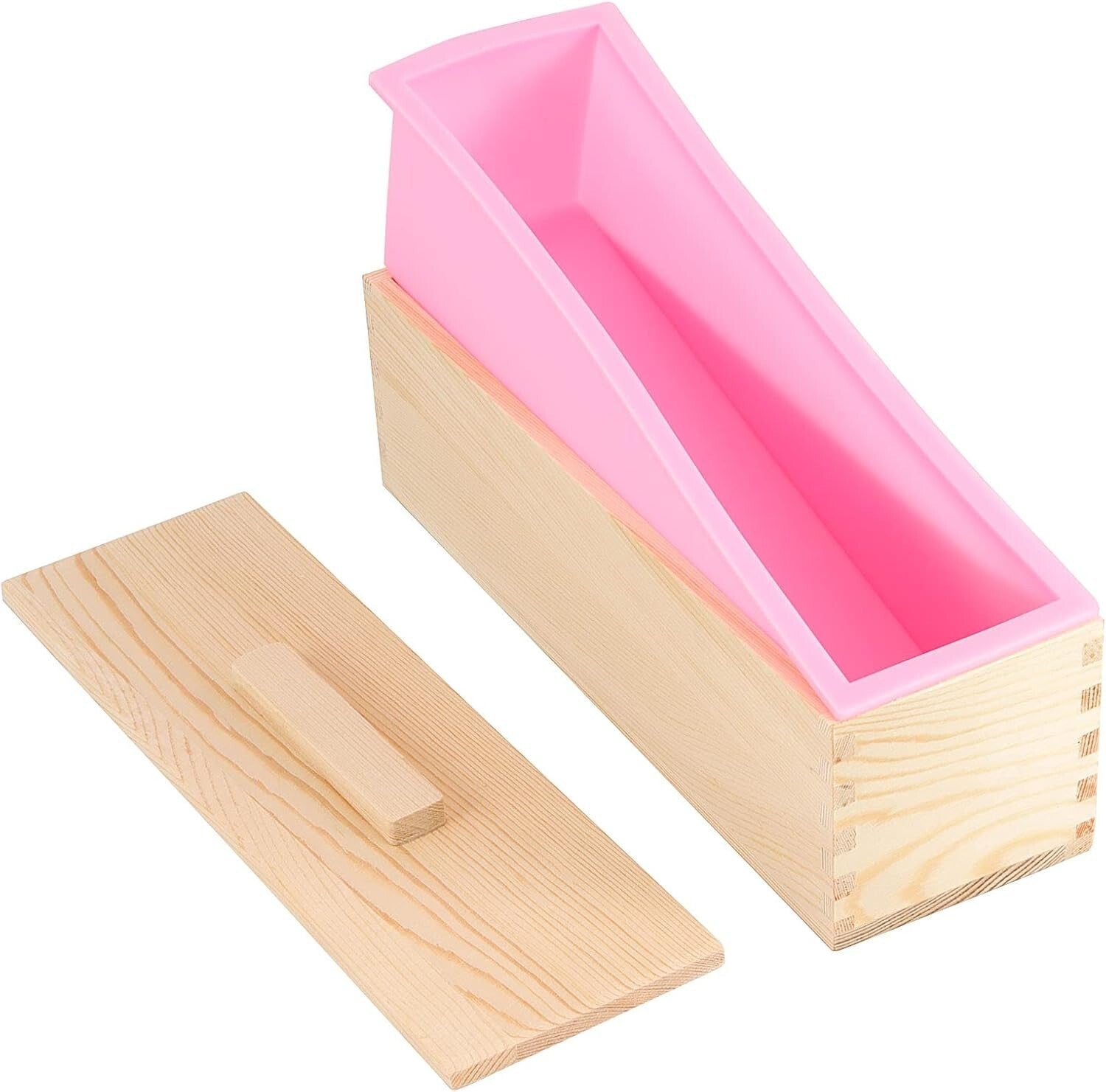 Reusable 42oz Pink Soap Molds Set with Wooden Lids - Ideal for Creative Crafts