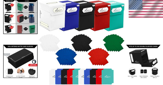 5-Piece Trading Card Holder Set: Deck Box, Sleeves & Dividers - Modern Design
