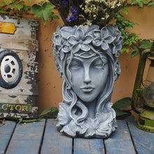 Load image into Gallery viewer, Large Diameter Goddess Head Planter - 14 Inch Resin Pot for Flowers &amp; Succulents