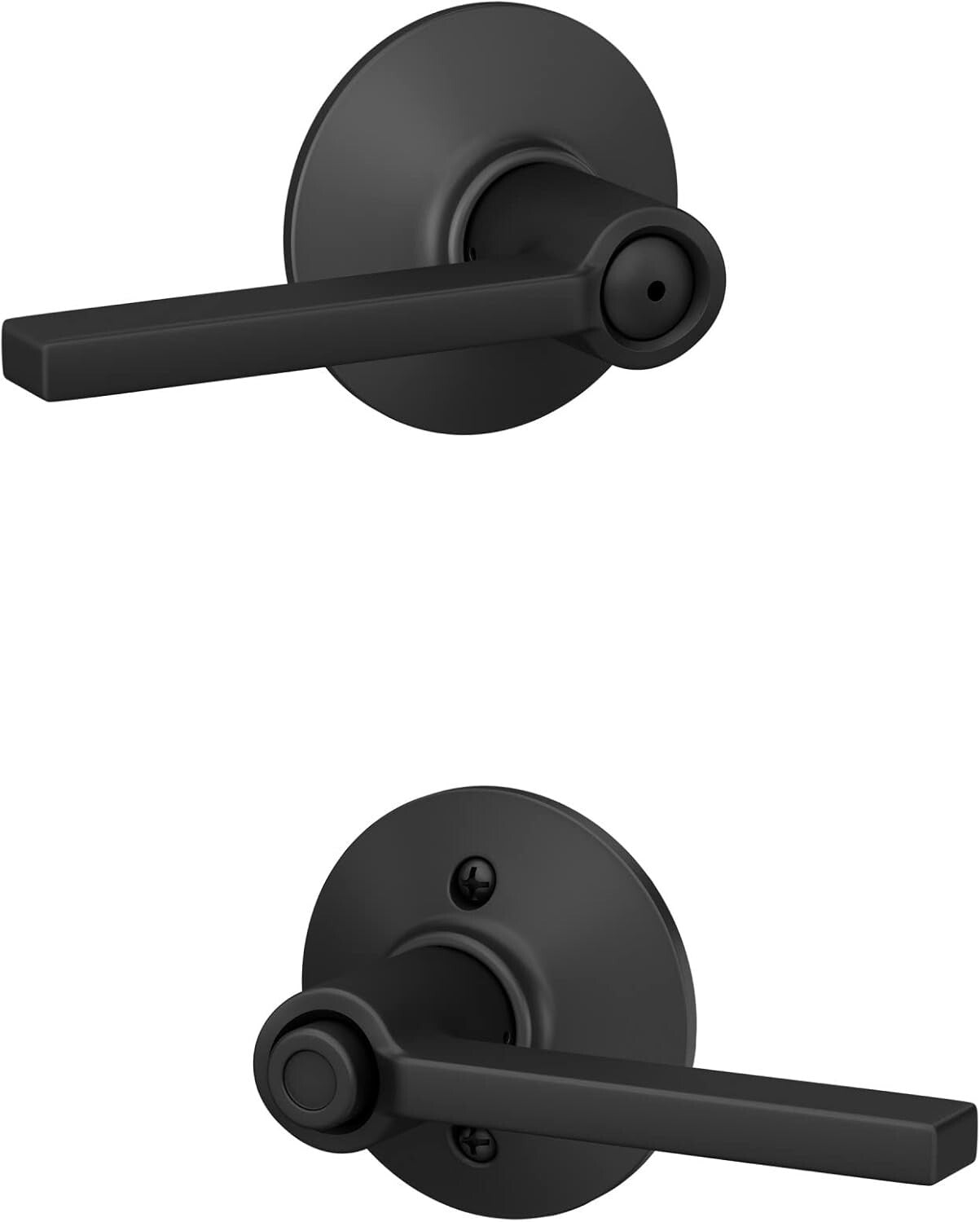 Elegant Matte Black Bed & Bath Door Handle - Privacy Lock Function Included