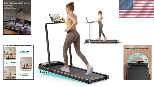 Foldable Walking Pad Treadmill with Remote Control & LED Display for Home Office