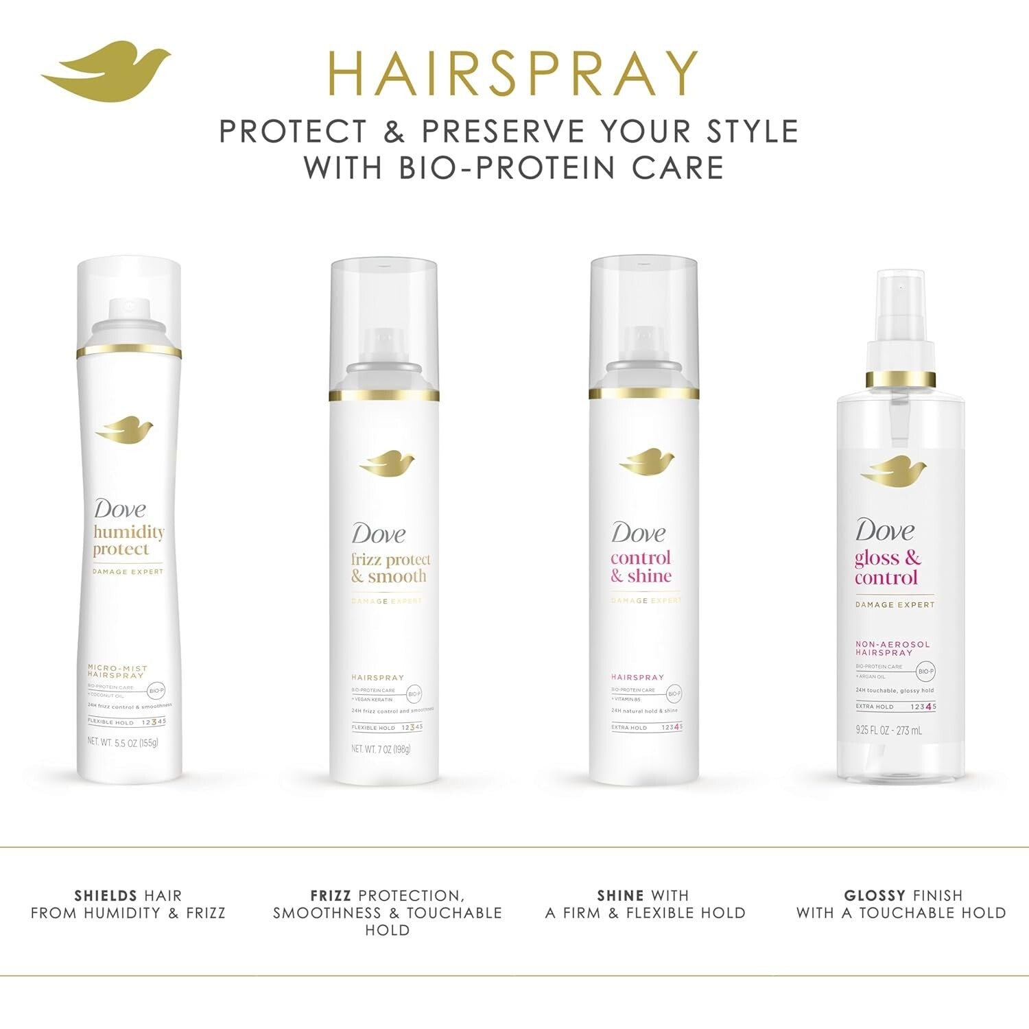 Flexible Hold Hairspray with Coconut Oil for All-Day Frizz Control - Pack of 6