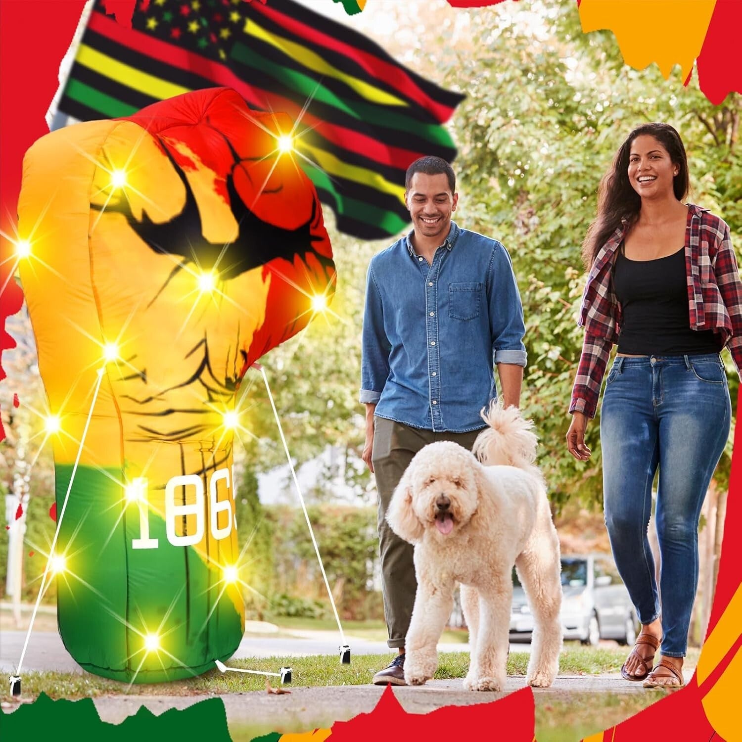 6ft LED Inflatable Freedom Fist Decoration - Perfect for Juneteenth Celebrations