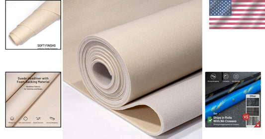 Versatile Beige 74"L x 60"W Headliner Material in Tube Packaging for Cars