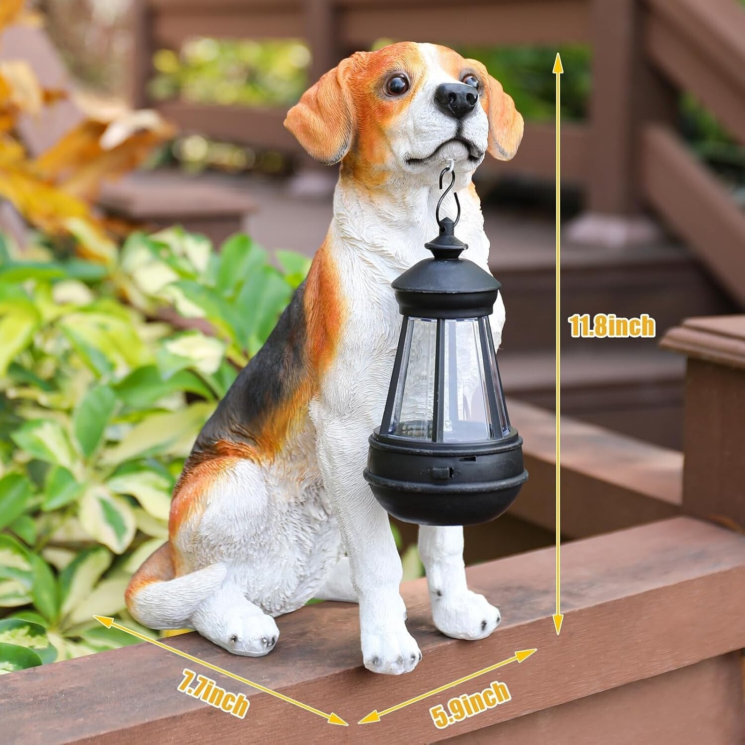 Durable Solar Garden Beagle Statue - Illuminated Outdoor Decor for All Seasons