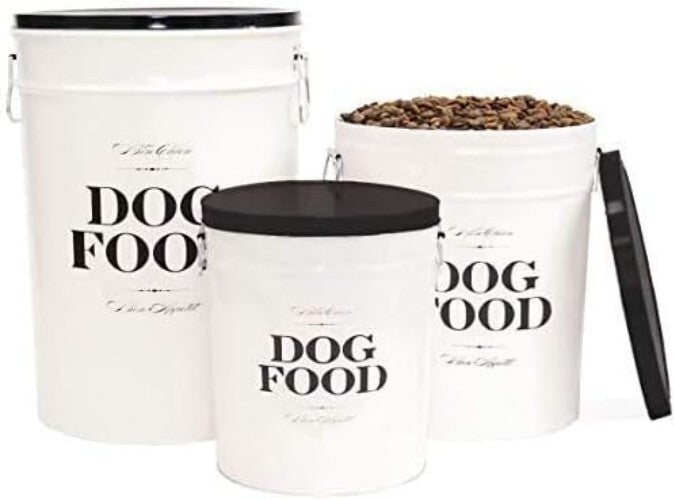 Elegant Airtight Dog Food Storage Canister - 40lbs Capacity, Parisian Style