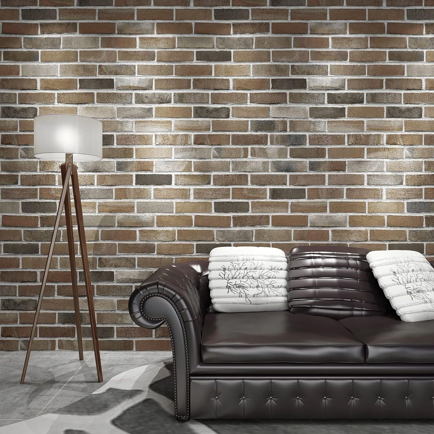 20-Pack 3D Peel and Stick Faux Brick Wall Panels - Waterproof & Stain Resistant
