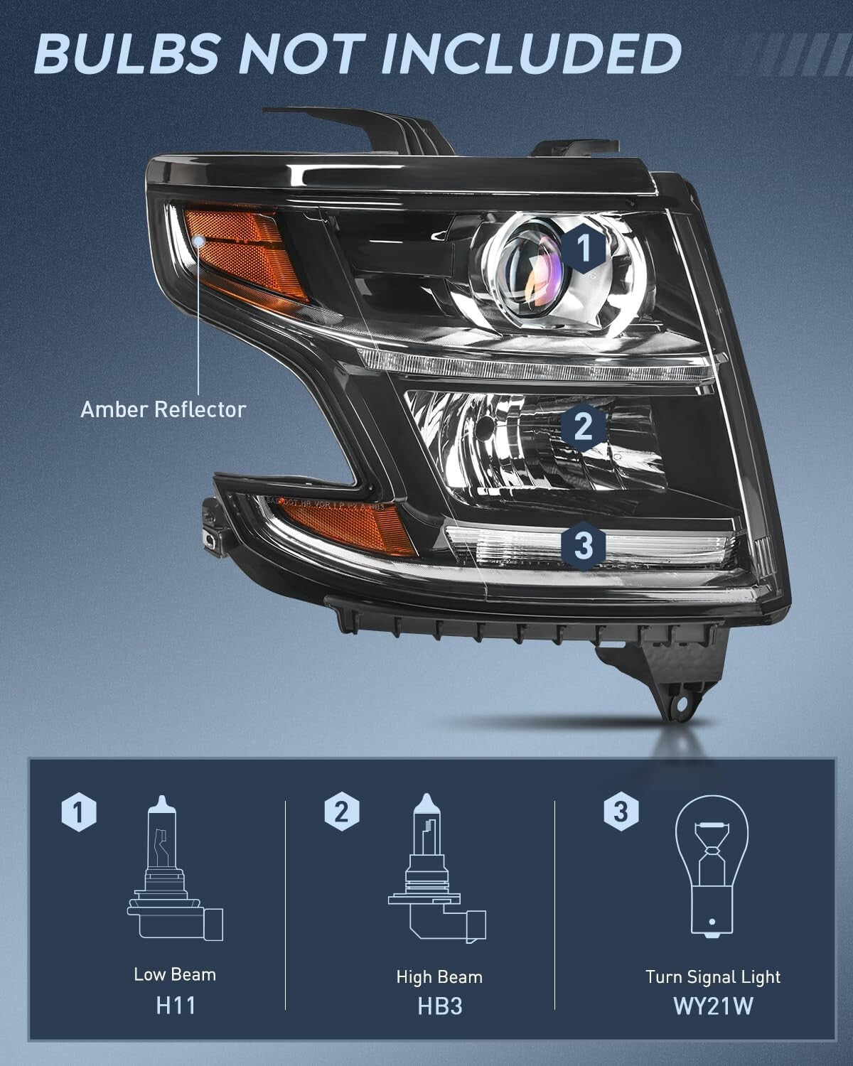 DOT Compliant Replacement Headlights for 2015-2020 Chevy Tahoe & Suburban Models
