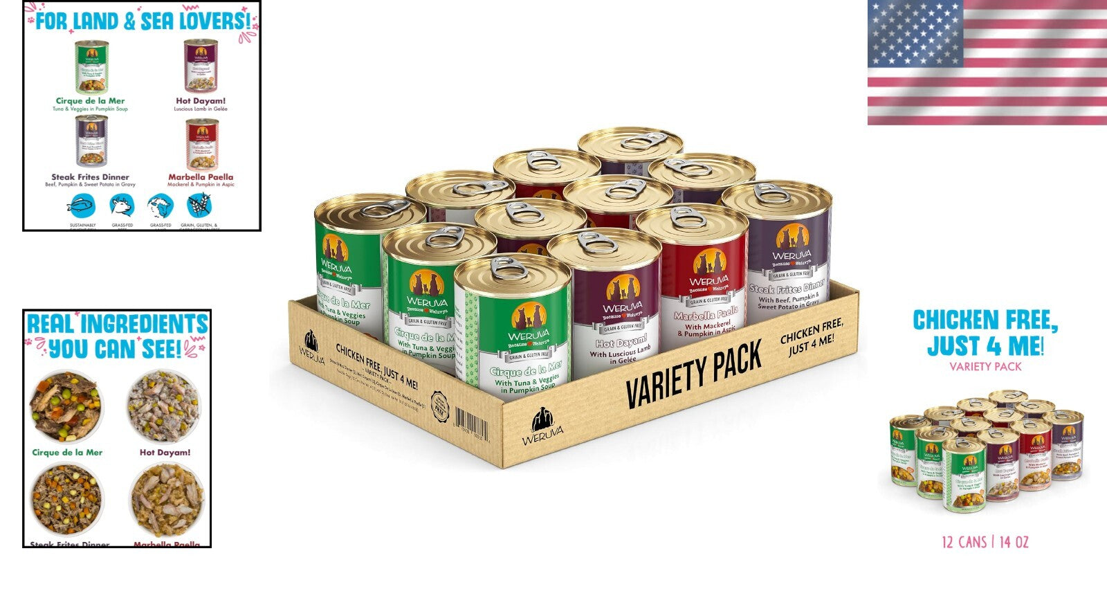 Sustainably Sourced Chicken Free Dog Food Variety Pack - 14oz Cans, 12 Count