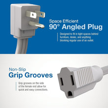 Load image into Gallery viewer, 14 Gauge 50ft Appliance Extension Cord with 90-Degree Angle Plug – Indoor Use