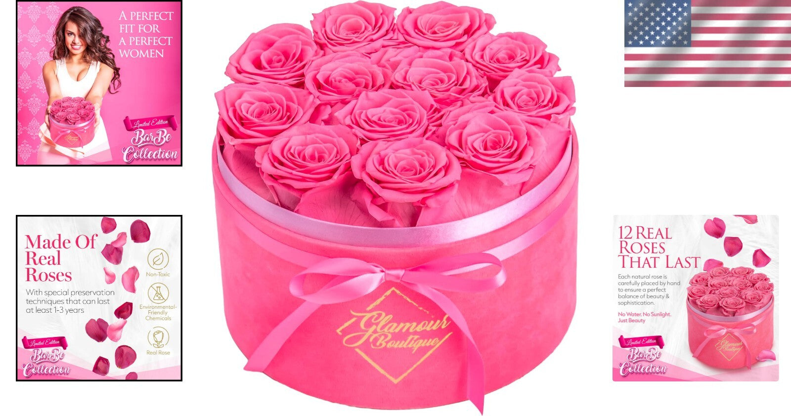 Beautiful Preserved Rose Bouquet in Velvet White Box - Gift of Lasting Love